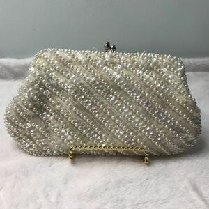 BonSoir Vintage Hand Made White Evening Clutch/Bag